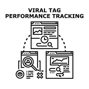 Viral tag performance tracking digital marketing concept 库存插图