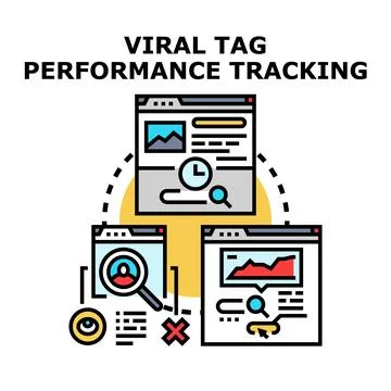 Viral tag performance tracking digital marketing concept 库存插图