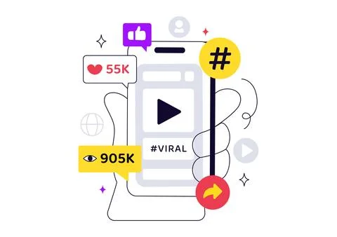 Viral Topic Vector Illustration Featuring Social Media Trends, Content Mark.. Stock Illustration