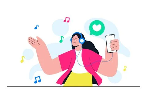 Viral Tunes Vector Illustration Featuring Music Streaming App, Trending Aud.. Stock Illustration
