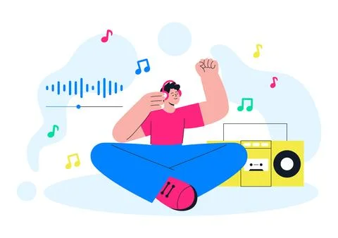 Viral Tunes Vector Illustration Featuring Music Streaming App, Trending Aud.. Stock Illustration