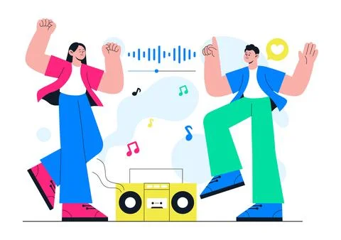 Viral Tunes Vector Illustration Featuring Music Streaming App, Trending Aud.. Stock Illustration
