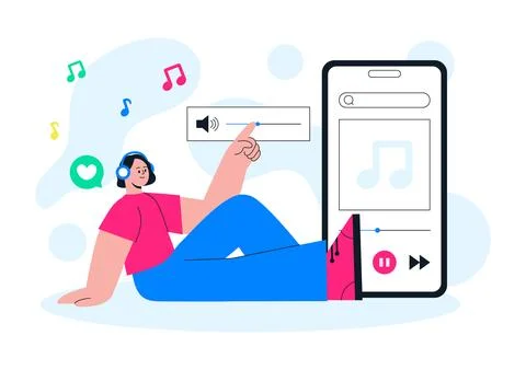 Viral Tunes Vector Illustration Featuring Music Streaming App, Trending Aud.. Stock Illustration