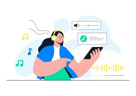 Viral Tunes Vector Illustration Featuring Music Streaming App, Trending Aud.. Stock Illustration