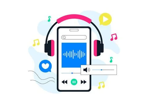 Viral Tunes Vector Illustration Featuring Music Streaming App, Trending Aud.. Stock Illustration