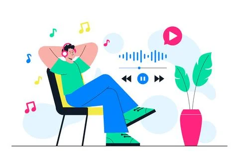 Viral Tunes Vector Illustration Featuring Music Streaming App, Trending Aud.. Stock Illustration