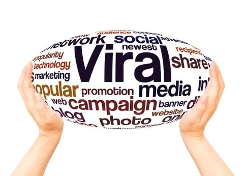 Viral word cloud hand sphere concept Stock Photos