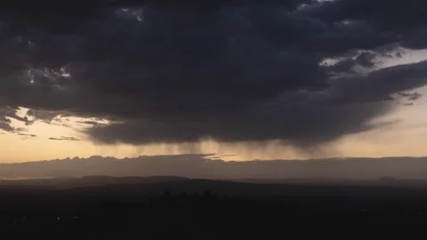 Virga Rain Clouds over Desert Landscape Before Sunrise Timelapse Stock Footage 249404457
