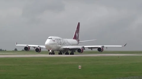 Virgin 747 takeoff Stock Footage 57540721