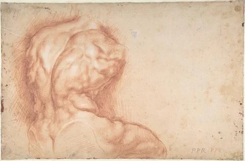 The Virgin Adored by Saints (recto); Study of the Torso Belvedere (verso) 1.. Foto stock