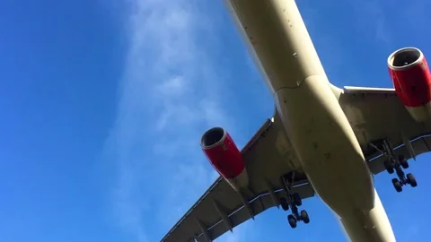 Virgin Atlantic Airplane Decending Stock Footage 130604235