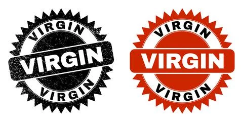 VIRGIN Black Rosette Stamp with Unclean Texture Illustrazione stock