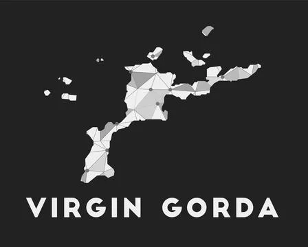 Virgin Gorda - communication network map of island. Virgin Gorda trendy geo.. Stock Illustration