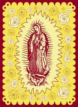 Virgin of Guadalupe poster style vector illustration. Stock Illustration