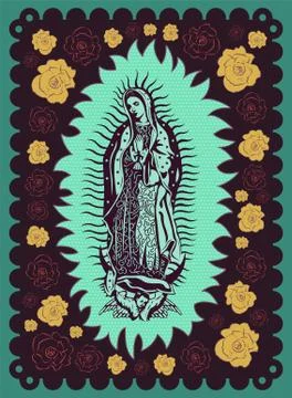 Virgin of Guadalupe poster style vector illustration. Stock Illustration
