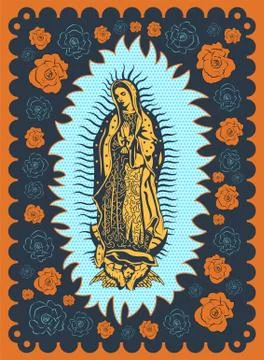 Virgin of Guadalupe poster style vector illustration. Stock Illustration