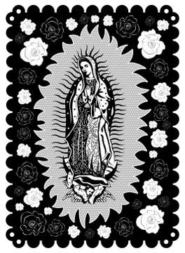 Virgin of Guadalupe poster style vector illustration. Stock Illustration