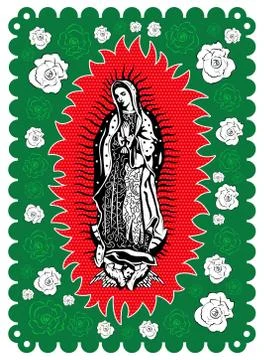 Virgin of Guadalupe poster style vector illustration. Stock Illustration