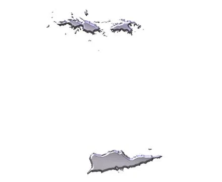 Virgin Islands 3D Silver Map Stock Illustration