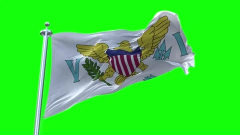 Virgin Islands Flag Waving in Loopable and Textured green screen background Stock Footage 296876034