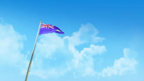 Virgin Islands UK Flag 3D Render Animation on Pole with Blue Sky and Clouds  Video stock 333166318