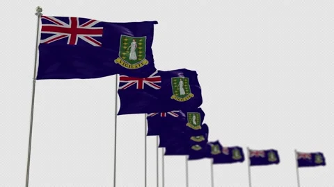 Virgin Islands UK Row Of Flags Animation Include Alpha Channel  Stock-Footage 163625701