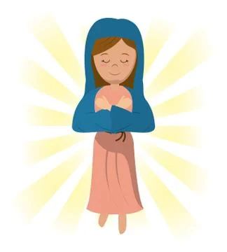 Virgin mary blessed prayer image Stock Illustration