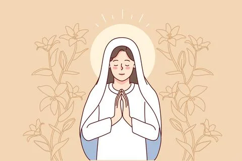 Virgin Mary praying Stock Illustration