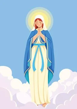 Virgin Mary Praying Vertical Background Stock Illustration