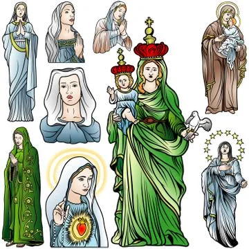 Virgin Mary Set Stock Illustration