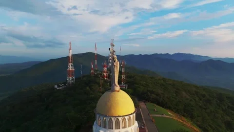 Virgin Mary Statue and Chapel with Communication Towers on El Cerro de la Stock Footage 291936675