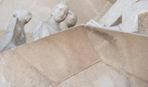 Virgin mary statue of Basílica de la Sagrada Família, Barcelona Stock Photos