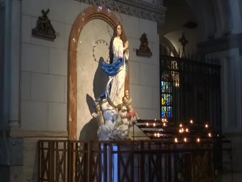 Virgin Mary Statue Inside Catholic Church in Manila Philippines Stock Footage 241203388