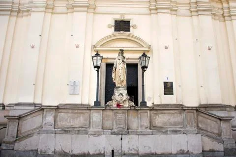 Virgin Mary statues at Church of the Holy Spirit or Kosciol Sw Ducha chapel f Stock Photos