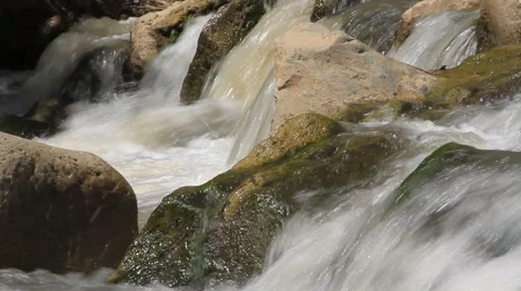 Virgin River cascades down rocks in Zion National Park Stock Footage 40712634