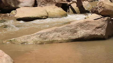 Virgin River pan from rapids to falls Stock Footage 40715830