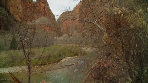 The Virgin River on a Winter's Day Stock Footage 265494937