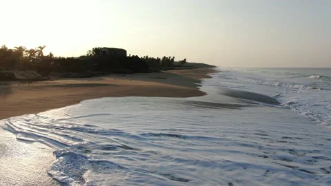 Virgin unspoiled Caribbean beach in Mexico aerial drone Stock Footage 202090457