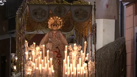 Virgin of the victory of Granada. Procession of holy week in spain, Stock Footage 178488289