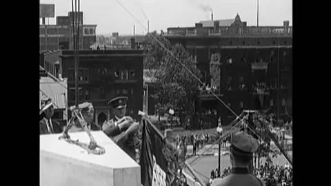 VIRGINIA - 1936 - General Pershing and FDR honoring fallen soldier at Arlington Stock Footage 296694352