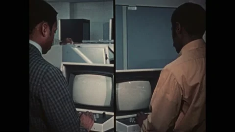 VIRGINIA - 1971 - A computerized optical reader scans messages for errors at the Stock Footage 312875827
