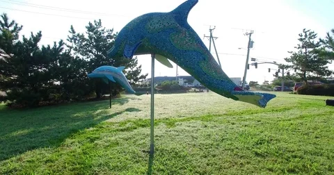 Virginia Beach Dolphin Statue Stock-Footage 79212262