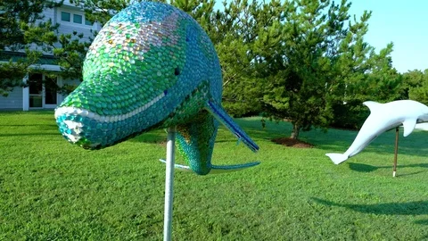 Virginia Beach Dolphin Statue Stock Footage 79212322