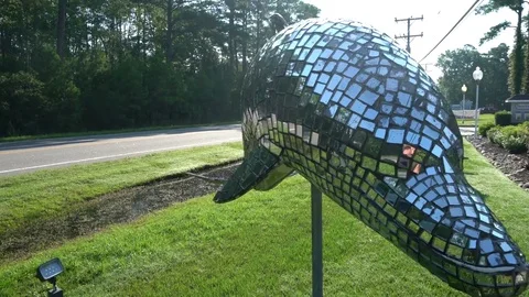 Virginia Beach Dolphin Statue Video stock 79212357