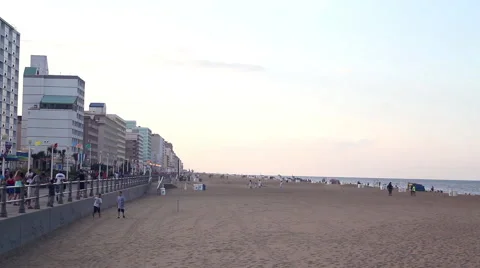 Virginia Beach Oceanfront with hotels Stock Footage 55555895