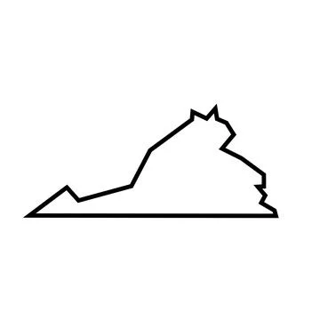Virginia black outline map. State of USA Ilustração Stock