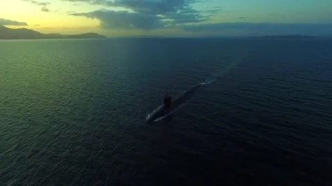 Virginia-class fast-attack submarine USS Missouri (SSN 780) at sea - 2018 Stock Footage 95689829