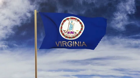 Virginia flag with title waving in the wind. Looping sun rises style.  Animation Stock-Footage 48207170