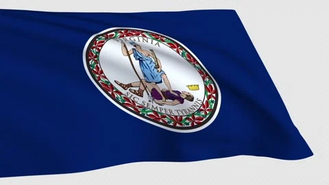 Virginia flag waving on a transparent background Stock Footage 323638796