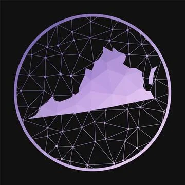 Virginia icon. Vector polygonal map of the us state. Virginia icon in geome.. Illustrazione stock